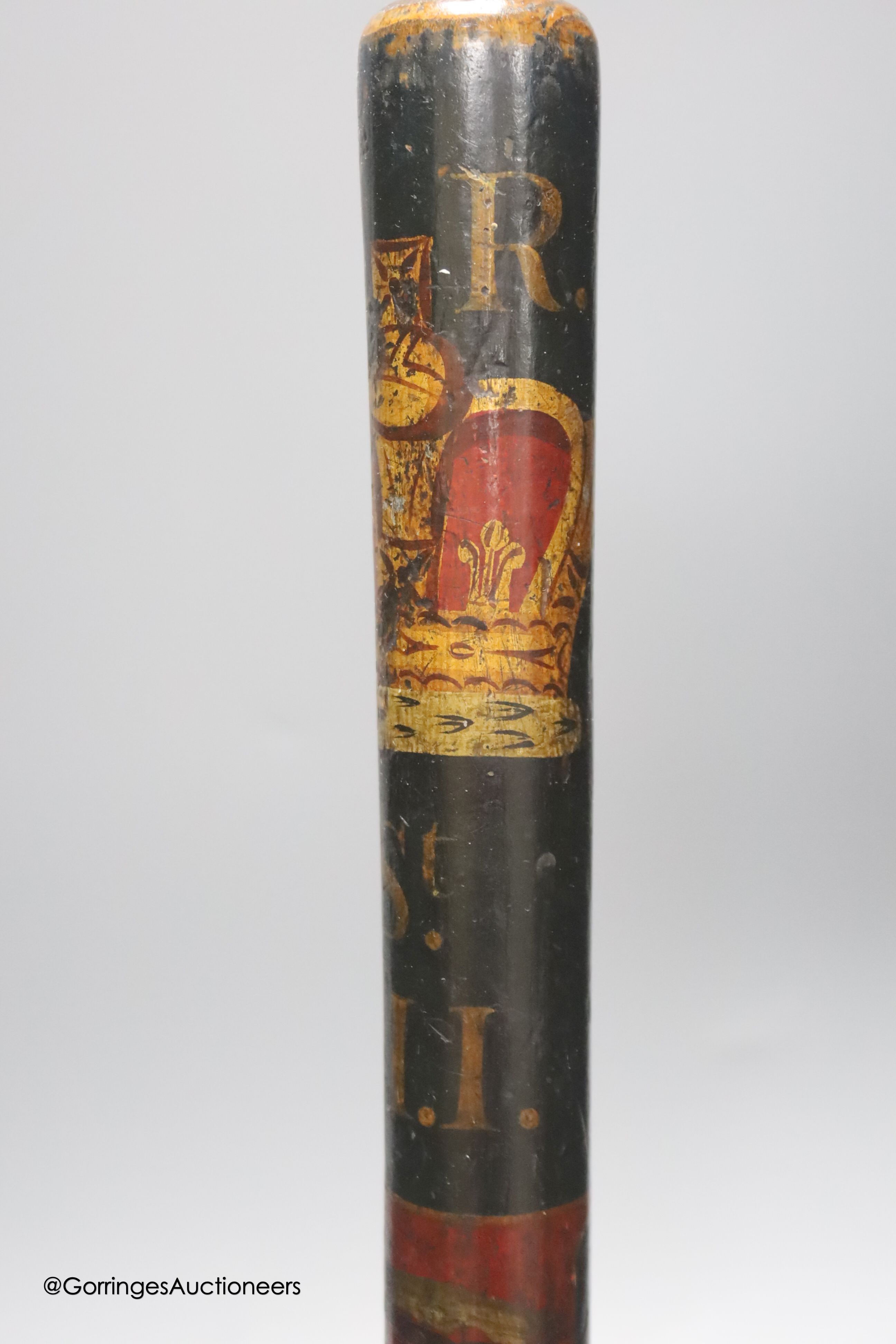 A 19th century painted constabulary truncheon, 50cm